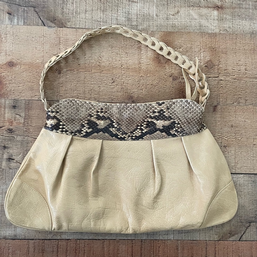 Pantera Leather Snakeskin Pleated VINTAGE Handbag